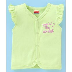 Babyhug 100% Cotton Frill Sleeves Vests Popsicle & Dot Print Pack of 3- Green & Pink