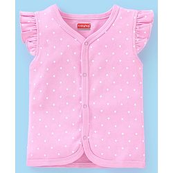 Babyhug 100% Cotton Frill Sleeves Vests Popsicle & Dot Print Pack of 3- Green & Pink