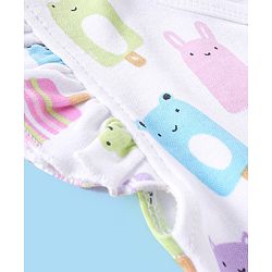Babyhug 100% Cotton Frill Sleeves Vests Popsicle & Dot Print Pack of 3- Green & Pink