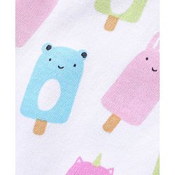 Babyhug 100% Cotton Frill Sleeves Vests Popsicle & Dot Print Pack of 3- Green & Pink