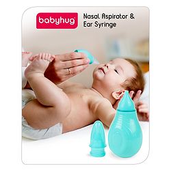 Babyhug 2-in-1 Nasal Aspirator & Ear Syringe for Babies Blue  Soft Tip| Safe | Hygienic | Newborns | BPA Free | Cold Relief | Easy to Clean | Travel Friendly