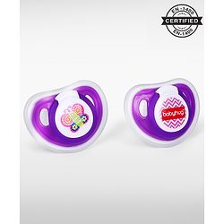 Babyhug Orthodontic Silicone Soother with Protective Cover  Pack of 2 Purple | BPA-Free | Skin-Friendly | Gentle on Gums