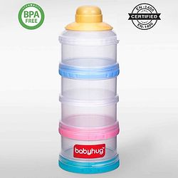 Babyhug Milk Powder Container 4 Racks 75 ml each - Blue Pink Yellow