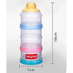 Babyhug Milk Powder Container 4 Racks 75 ml each - Blue Pink Yellow