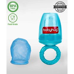 Babyhug 2-in-1 Fruit & Food Nibbler with Mesh and Silicone Sac  | Safe | BPA Free | Baby Feeder | Soft Silicone
