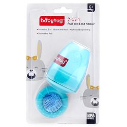 Babyhug 2-in-1 Fruit & Food Nibbler with Mesh and Silicone Sac  | Safe | BPA Free | Baby Feeder | Soft Silicone