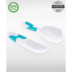 Babyhug Soft Grip Baby Hair Brush and Comb Set for Newborns & Toddlers Blue  | Gentle Scalp Care | Environment Friendly | BPA Free | Round Tip | Soft | Massage| Stimulation