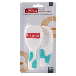 Babyhug Soft Grip Baby Hair Brush and Comb Set for Newborns & Toddlers Blue  | Gentle Scalp Care | Environment Friendly | BPA Free | Round Tip | Soft | Massage| Stimulation