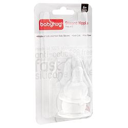 Babyhug Fast Flow Silicone Nipples for Feeding Bottles  Pack of 2 |BPA Free| Soft |Safe | Natural Feel | Silicone