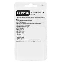 Babyhug Fast Flow Silicone Nipples for Feeding Bottles  Pack of 2 |BPA Free| Soft |Safe | Natural Feel | Silicone