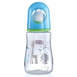 Babyhug Bubble Anti-Colic Sterilizable Feeding Bottle Blue - 125 ml | BPA-Free | Leak-Resistant| Silicone | Mimics Natural Feeding | Spirally Grooved