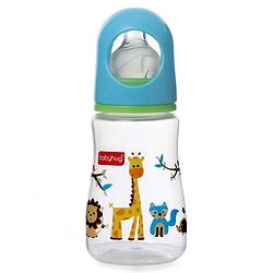 Babyhug Bubble Anti-Colic Sterilizable Feeding Bottle Blue - 125 ml | BPA-Free | Leak-Resistant| Silicone | Mimics Natural Feeding | Spirally Grooved