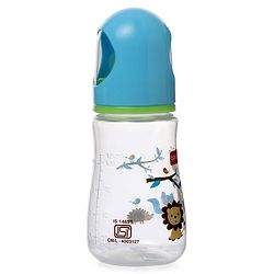 Babyhug Bubble Anti-Colic Sterilizable Feeding Bottle Blue - 125 ml | BPA-Free | Leak-Resistant| Silicone | Mimics Natural Feeding | Spirally Grooved