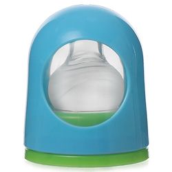 Babyhug Bubble Anti-Colic Sterilizable Feeding Bottle Blue - 125 ml | BPA-Free | Leak-Resistant| Silicone | Mimics Natural Feeding | Spirally Grooved