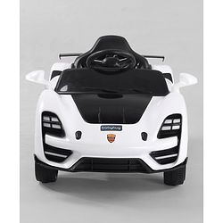 Babyhug Battery Operated Ride On Car with Music & Lights - White| Forward & Reverse Drive| Wide Comfortable Seat| Rechargeable Battery| Remote Control| Pre-loaded Music with USB & AUX