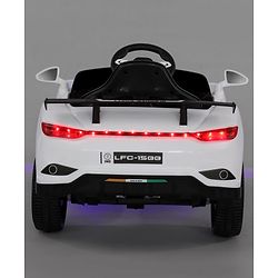 Babyhug Battery Operated Ride On Car with Music & Lights - White| Forward & Reverse Drive| Wide Comfortable Seat| Rechargeable Battery| Remote Control| Pre-loaded Music with USB & AUX