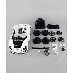 Babyhug Battery Operated Ride On Car with Music & Lights - White| Forward & Reverse Drive| Wide Comfortable Seat| Rechargeable Battery| Remote Control| Pre-loaded Music with USB & AUX
