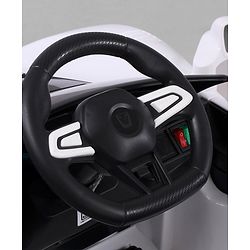 Babyhug Battery Operated Ride On Car with Music & Lights - White| Forward & Reverse Drive| Wide Comfortable Seat| Rechargeable Battery| Remote Control| Pre-loaded Music with USB & AUX