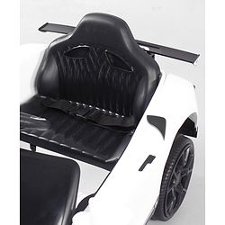Babyhug Battery Operated Ride On Car with Music & Lights - White| Forward & Reverse Drive| Wide Comfortable Seat| Rechargeable Battery| Remote Control| Pre-loaded Music with USB & AUX