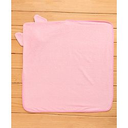 Babyhug Knitted Terry Elephant Hooded Towel - Pink