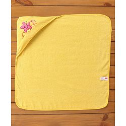 Babyhug Woven Terry Embroidered Hooded Towel Starfish Print - Pink