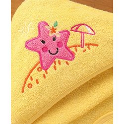 Babyhug Woven Terry Embroidered Hooded Towel Starfish Print - Pink