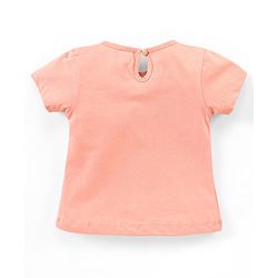 Babyhug 100% Cotton Half Sleeves Top Princess Graphics Print - Peach