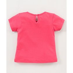 Babyhug 100% Cotton Knit Half Sleeves Tee Kitty Graphics - Fuchsia