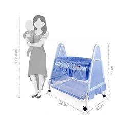 Babyhug Angel Dreams Cradle With Storage Basket & Mosquito Net - Blue