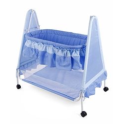 Babyhug Angel Dreams Cradle With Storage Basket & Mosquito Net - Blue