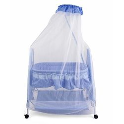 Babyhug Angel Dreams Cradle With Storage Basket & Mosquito Net - Blue