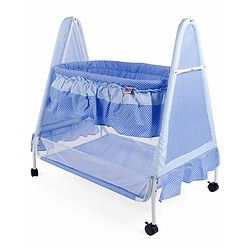 Babyhug Angel Dreams Cradle With Storage Basket & Mosquito Net - Blue