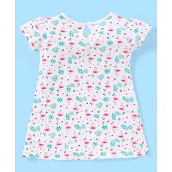 Babyhug 100% Cotton Half Sleeves A Line Floral Printed Frock with Bow Applique Pack of 2 - Pink