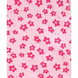 Babyhug 100% Cotton Knit Half Sleeves Floral Print Frocks With Bow Applique Pack of 2 - Pink