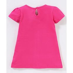 Babyhug 100% Cotton Half Sleeves Frock with Bow Applique - Pink