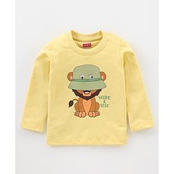 Babyhug Cotton Knit Full Sleeves Night Suit Lion Print - Yellow