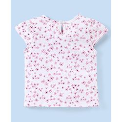 Babyhug 100% Cotton   Frock with Half Sleeves Inner Tee Floral Print and Embroidery - Pink