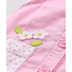 Babyhug 100% Cotton   Frock with Half Sleeves Inner Tee Floral Print and Embroidery - Pink