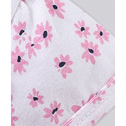 Babyhug 100% Cotton   Frock with Half Sleeves Inner Tee Floral Print and Embroidery - Pink