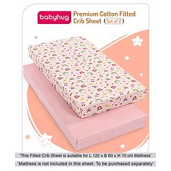 Babyhug Premium Cotton Fitted Crib Sheets Princess Theme Pack of 2 - Pink