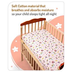 Babyhug Premium Cotton Fitted Crib Sheets Princess Theme Pack of 2 - Pink