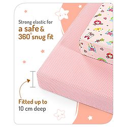 Babyhug Premium Cotton Fitted Crib Sheets Princess Theme Pack of 2 - Pink