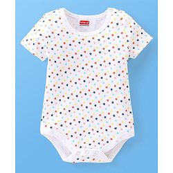 Babyhug 100% Cotton Half Sleeves Onesies Sea Life & Star Print Pack Of 5 - Blue Pink & White