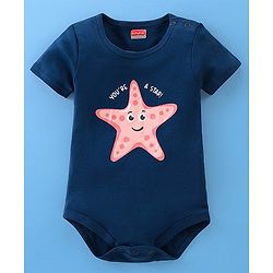 Babyhug 100% Cotton Half Sleeves Onesies Sea Life & Star Print Pack Of 5 - Blue Pink & White
