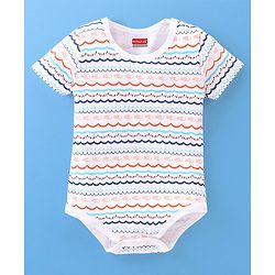 Babyhug 100% Cotton Half Sleeves Onesies Sea Life & Star Print Pack Of 5 - Blue Pink & White