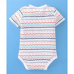 Babyhug 100% Cotton Half Sleeves Onesies Sea Life & Star Print Pack Of 5 - Blue Pink & White