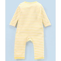 Babyhug 100% Cotton Full Sleeves Romper Pack Of 2 Dino Print - Yellow and White