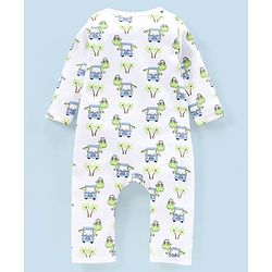 Babyhug 100% Cotton Full Sleeves Romper Pack Of 2 Dino Print - Yellow and White