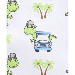 Babyhug 100% Cotton Full Sleeves Romper Pack Of 2 Dino Print - Yellow and White