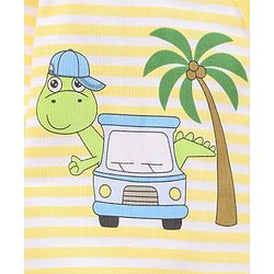 Babyhug 100% Cotton Full Sleeves Romper Pack Of 2 Dino Print - Yellow and White